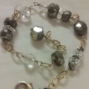 Dainty Gold Jewelry Herkimer, Pyrite Bracelet